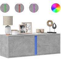 Berkfield Home TV Wall Cabinet with LED Lights Concrete Grey 100x31x35 cm | Size: 100 x 31 x 35 cm