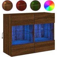 Berkfield Home TV Wall Cabinet with LED Lights Brown Oak 78.5x30x60.5 cm