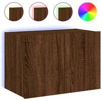 Berkfield Home TV Wall Cabinet with LED Lights Brown Oak 60x35x41 cm | Size: 60 x 35 x 41 cm