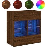 Berkfield Home TV Wall Cabinet with LED Lights Brown Oak 58.5x30x60.5 cm