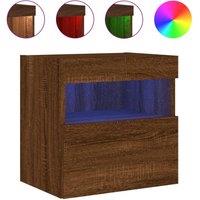 Berkfield Home TV Wall Cabinet with LED Lights Brown Oak 40x30x40 cm | Size: 40 x 30 x 40 cm