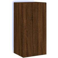 Berkfield Home TV Wall Cabinet with LED Lights Brown Oak 40.5x35x80 cm