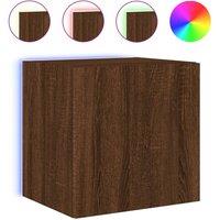 Berkfield Home TV Wall Cabinet with LED Lights Brown Oak 40.5x35x40 cm