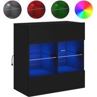 Berkfield Home TV Wall Cabinet with LED Lights Black 58.5x30x60.5 cm