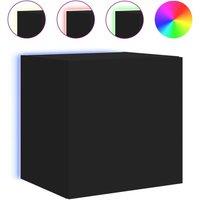 Berkfield Home TV Wall Cabinet with LED Lights Black 40.5x35x40 cm