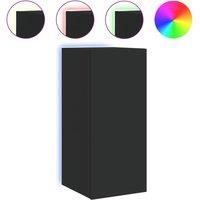 Berkfield Home TV Wall Cabinet with LED Lights Black 30.5x35x70 cm