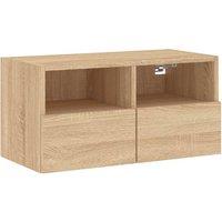Berkfield Home TV Wall Cabinet Sonoma Oak 60x30x30 cm Engineered Wood in Light Brown | Size: 60 x 30 x 30 cm
