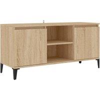 Berkfield Home TV Cabinet with Metal Legs Sonoma Oak 103.5x35x50 cm in Light Tan