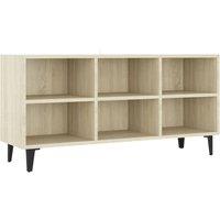 Berkfield Home TV Cabinet with Metal Legs Sonoma Oak 103.5x30x50 cm in Light Tan