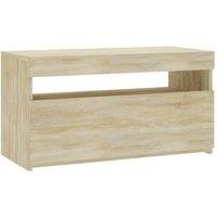 Berkfield Home TV Cabinet with LED Lights Sonoma Oak 75x35x40 cm in Tan | Size: 75 x 35 x 40 cm