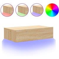 Berkfield Home TV Cabinet with LED Lights Sonoma Oak 60x35x15.5 cm in Light Brown