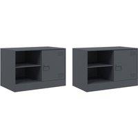 Berkfield Home TV Cabinets 2 pcs Anthracite 67x39x44 cm Steel in Dark Grey | Size: 67 x 39 x 44 cm