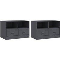 Berkfield Home TV Cabinets 2 pcs Anthracite 67x39x44 cm Steel in Dark Grey | Size: 67 x 39 x 44 cm