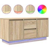 Berkfield Home TV Cabinet with LED Lights Sonoma Oak 100x41x50 cm in Light Tan | Size: 100 x 41 x 50 cm