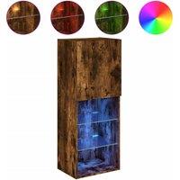 Berkfield Home TV Cabinet with LED Lights Smoked Oak 40.5x30x102 cm in Brown