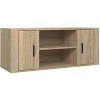 Berkfield Home TV Cabinet Sonoma Oak 100x35x40 cm Engineered Wood in Light Oak | Size: 100 x 35 x 40 cm