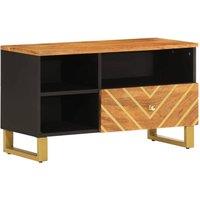 Berkfield Home TV Cabinet Brown & Black 80x33.5x46 cm Solid Wood Mango