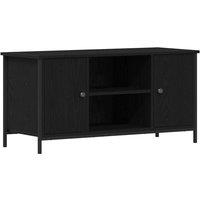 Berkfield Home TV Cabinet Black Oak 100x40x50 cm Engineered Wood & Steel | Size: 100 x 40 x 50 cm