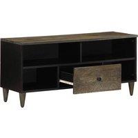 Berkfield Home TV Cabinet Black 100x33x46 cm Solid Wood Mango | Size: 100 x 33 x 46 cm
