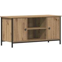 Berkfield Home TV Cabinet Artisan Oak 100x40x50 cm Engineered Wood & Steel in Brown | Size: 100 x 40 x 50 cm