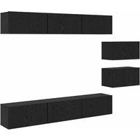 Berkfield Home TV Cabinet 8 pcs Black oak 60 x 30 x 30.5 cm Engineered wood