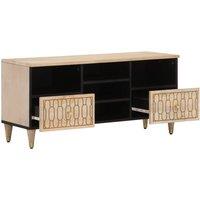 Berkfield Home TV Cabinet 100x33x46 cm Solid Wood Mango in Light Brown | Size: 100 x 33 x 46 cm