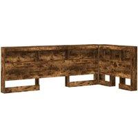 Berkfield Home Storage Headboard with Shelf Smoked oak 80 cm Engineered wood in Brown