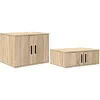 Berkfield Home Storage Cabinet Sonoma Oak 127x41x40 cm Engineered Wood in Beige | Size: 127 x 41 x 40 cm