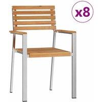 Berkfield Home Stacking Garden Chairs 8 pcs 54.5x56x89 cm Solid Wood Teak in Brown