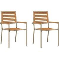 Berkfield Home Stacking Garden Chairs - Set of 2 in Beige Poly Rattan