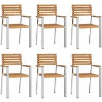 Berkfield Home Stacking Garden Chairs 6 pcs 54.5x56x89 cm Solid Wood Teak in Brown