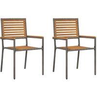 Berkfield Home Stacking Garden Chairs - 2 pcs in Grey Poly Rattan