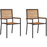 Berkfield Home Stacking Garden Chairs - 2 Pack, Black Poly Rattan