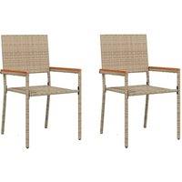 Berkfield Home Stacking Garden Chairs - 2 Pack in Beige Poly Rattan