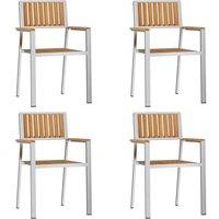 Berkfield Home Stackable Garden Chairs 4 pcs Solid Wood Teak&Stainless Steel in Silver