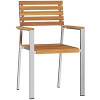 Berkfield Home Stackable Garden Chairs 4 pcs Solid Wood Acacia&Stainless Steel in Brown