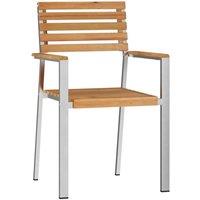 Berkfield Home Stackable Garden Chairs 4 pcs Solid Wood Teak&Stainless Steel in Brown