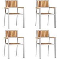 Berkfield Home Stackable Garden Chairs 4 pcs Solid Wood Acacia&Stainless Steel in Silver