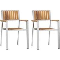 Berkfield Home Stackable Garden Chairs 2 pcs Solid Wood Acacia&Stainless Steel in Silver
