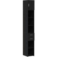 Berkfield Home Slim Storage Cabinet Black Oak 30x42.5x225 cm Engineered Wood