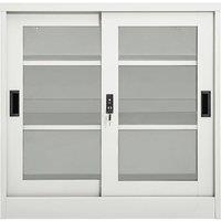 Berkfield Home Sliding Door Cabinet Light Grey 90x40x90 cm Steel | Size: 90 x 40 x 90 cm