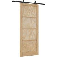 Berkfield Home Sliding Door with Hardware Set "ORKDAL" Solid Wood Pine in Beige