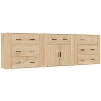 Berkfield Home Sideboards 3 pcs Sonoma Oak Engineered Wood in Light Brown