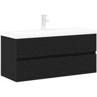 Berkfield Home Sink Cabinet with Built-in Basin Black Oak Engineered Wood