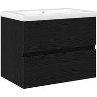 Berkfield Home Sink Cabinet with Built-in Basin Black Oak Engineered Wood