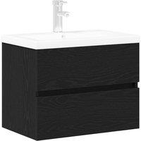 Berkfield Home Sink Cabinet with Built-in Basin Black Oak Engineered Wood