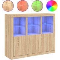 Berkfield Home Sideboards with LED Lights 3 pcs Sonoma Oak Engineered Wood in Light Tan