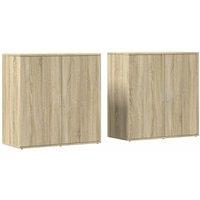 Berkfield Home Sideboards 2 pcs Sonoma Oak 79x38x80 cm Engineered Wood in Light Brown | Size: 79 x 38 x 80 cm