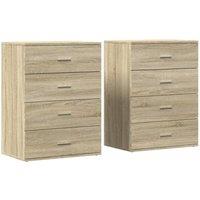 Berkfield Home Sideboards 2 pcs Sonoma Oak 60x39x80 cm Engineered Wood in Light Oak | Size: 60 x 39 x 80 cm