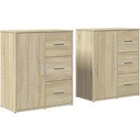 Berkfield Home Sideboards 2 pcs Sonoma Oak 60x31x70 cm Engineered Wood in Light Tan | Size: 60 x 31 x 70 cm